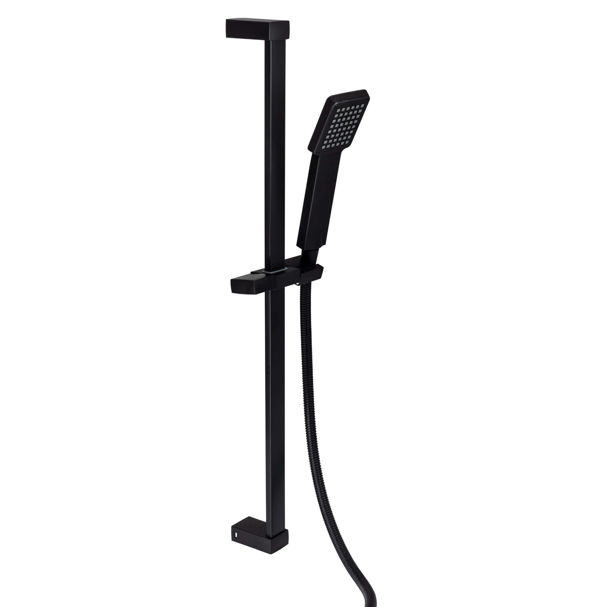 Buy Square contemporary shower slider riser rail kit with handset and hose - black Online UK | HOUSE OF ENKI